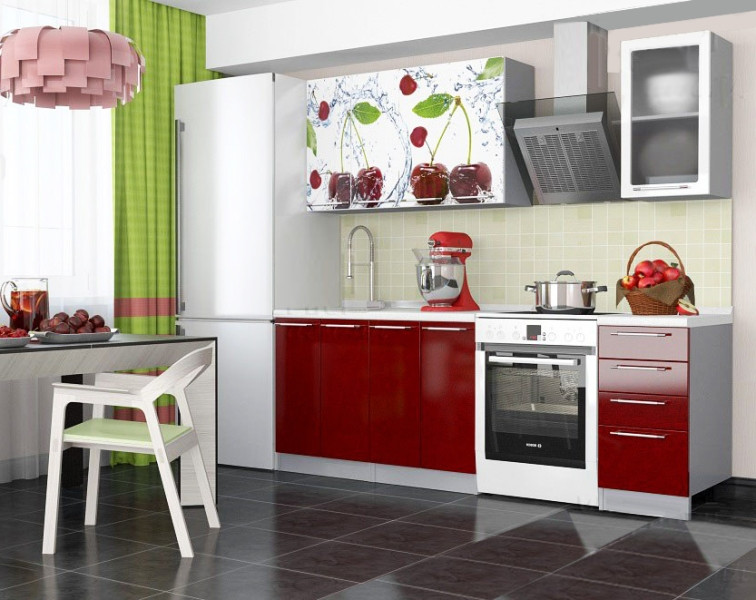 Кухонный Гарнитур Вишня МДФ/Фотопечать 1600/1700/1800/2000 мм