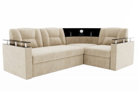 Диван Угловой Софья с Подсветкой и Ножками-Кубышками Ш-2400 х Г-1700 х В-950 мм/Спальное место Ш-1250 х Г-1950 мм