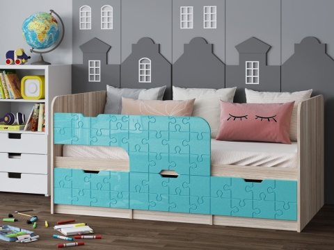 Детская Кровать Юнга-9 МДФ (Ш-800 x В-850 x Д-1632/1833 мм)/Разные Цвета