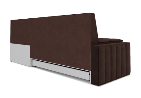 Кухонный угловой диван дельфин Вермут микровелюр коричневый