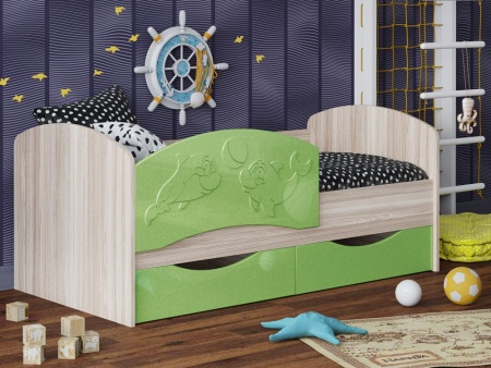 Детская Кровать Дельфин-3 МДФ с фасадом 3D/Разные Цвета
