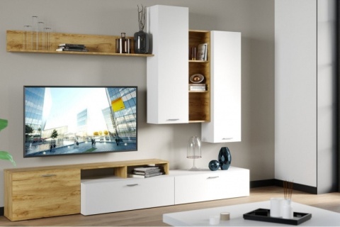 Стенка "Нева-1" Дуб Золотой/Белый