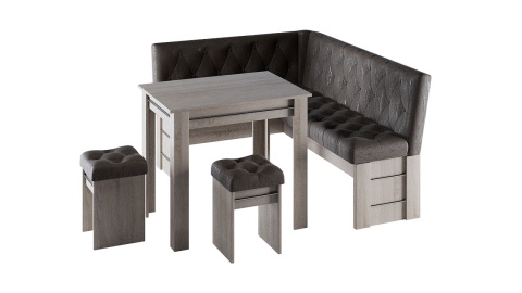 Кухонный уголок «Памела» Дуб Сонома Трюфель/Кожзам Темный