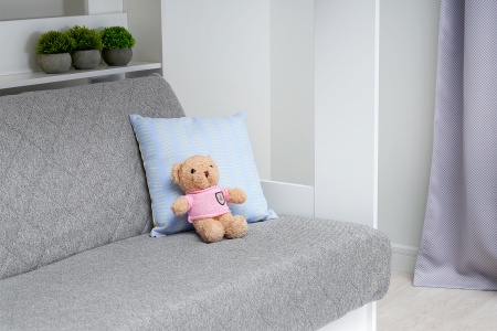 Двухъярусная кровать с диван-кроватью серый / белый