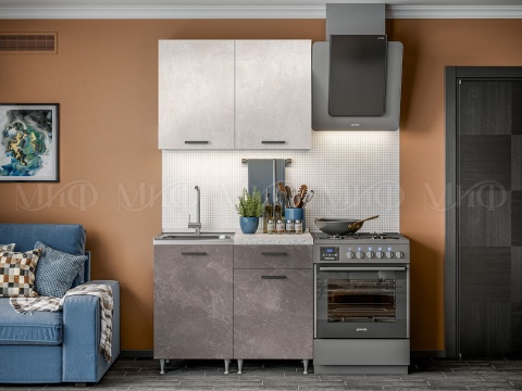 Кухонный Гарнитур Риана  1000 мм МДФ Бетон Светлый/Бетон Темный